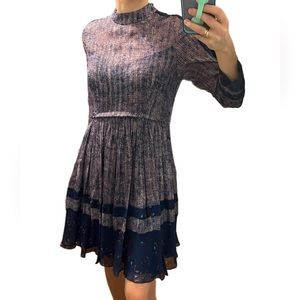 Rebecca Taylor long-sleeve lilac sheer silk dress Sz. 4